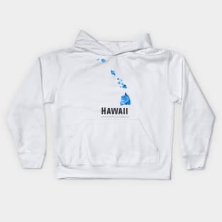 Hawaii state map abstract blue Kids Hoodie